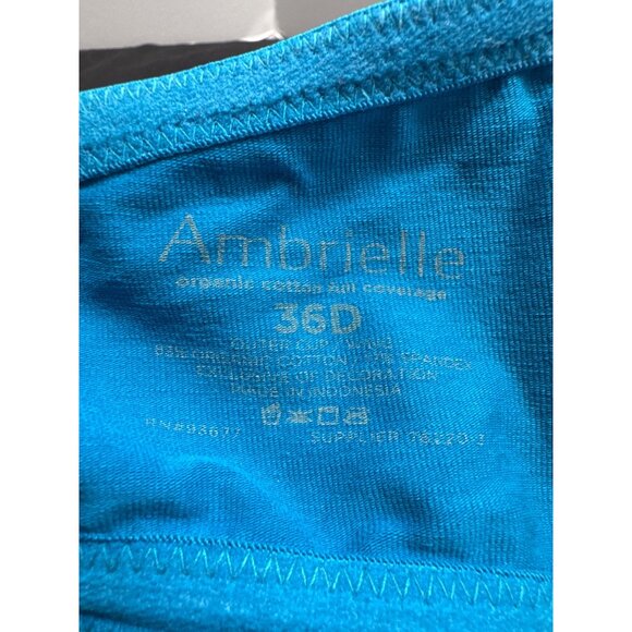 Ambrielle 36D Blue Padded Bra With Adjustable Straps & Lace Trim - Picture 3 of 6